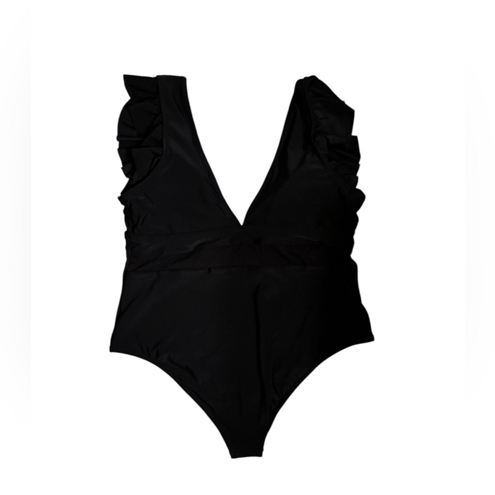 Plus Size V Neck Ruffle Mesh Bathing Suit - Picture 8 of 9